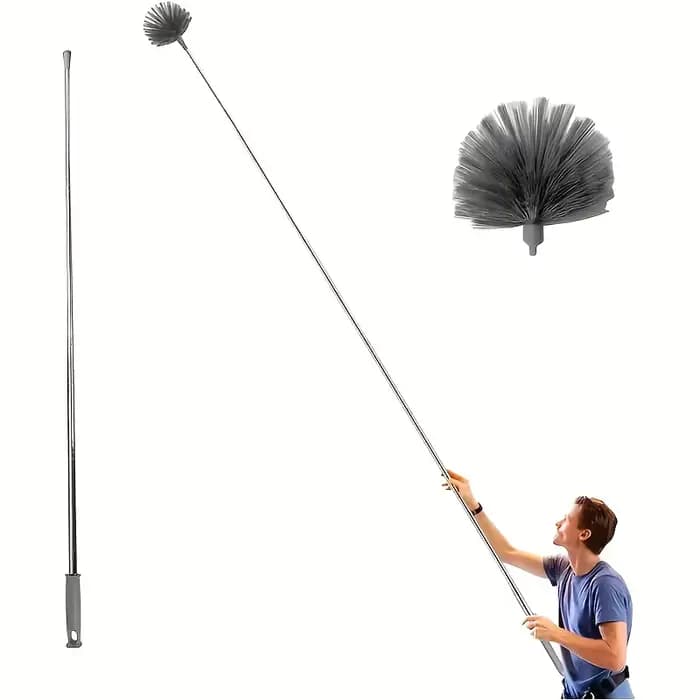 1pc Nettoyeur de plafond en toile d'araignée à longueur réglable - Balai métallique avec poignée ergonomique