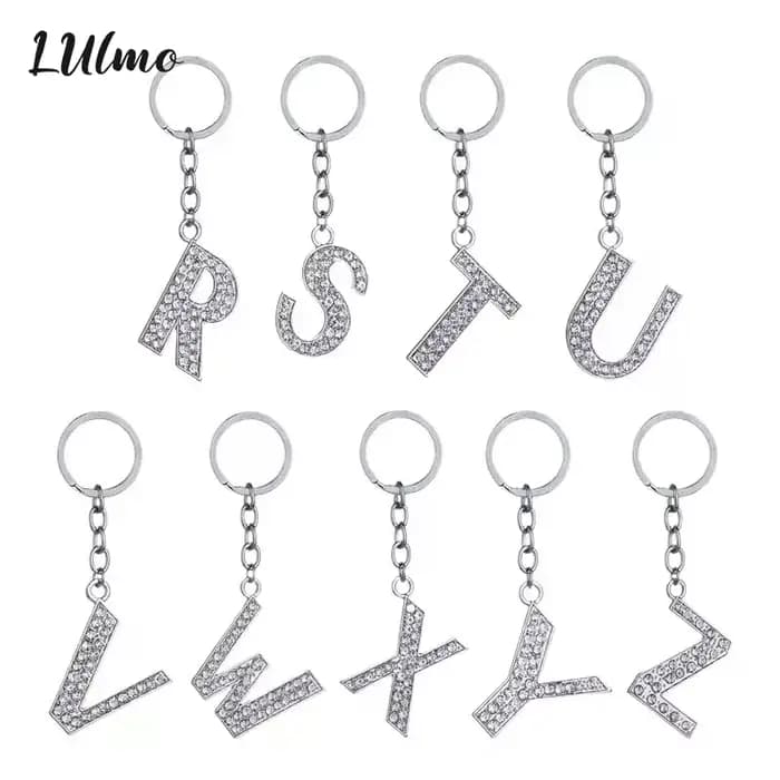 Mode charme 26 lettres anglaises A-Z Alphabet porte-clés sac de voiture cristal strass alliage nom porte-clés bijoux