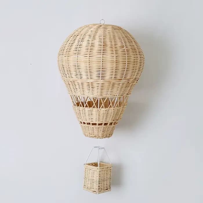 Décor de ballon à Air chaud en rotin tissé à la main, décor mural suspendu, accessoire de photographie nordique fait à la main pour chambre d'enfants, crèche de maternelle