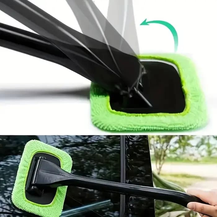 1-PC Car Window Cleaner Brush Kit with Long Handle for Windshield & Interior Cleaning