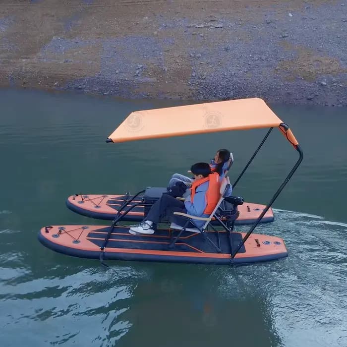 Bateau Catamaran Gonflable Léger et Robuste pour les Loisirs, la Pêche et l'Aventure, Parfait pour les Amateurs de Plein Air Aquatique