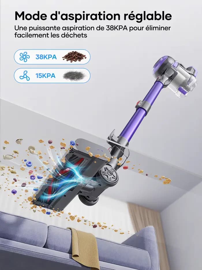 Laresar V10 Lite - Aspirateur sans fil 38000Pa à puissance d'aspiration élevée