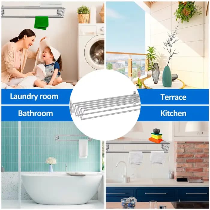 Support de séchage de linge pliable rétractable