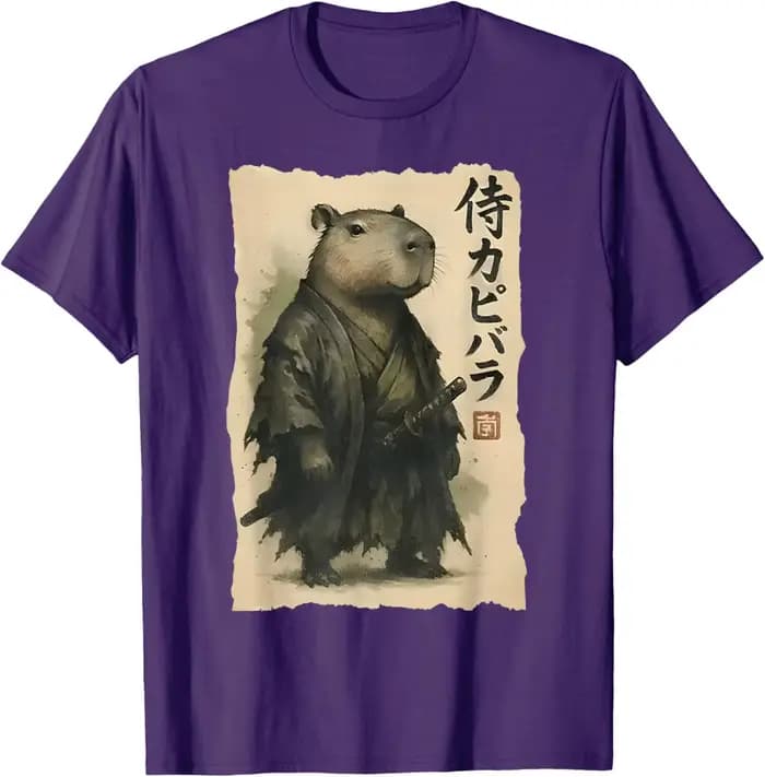 Samouraï Capybara drôle Capybara japonais Animal T-Shirt