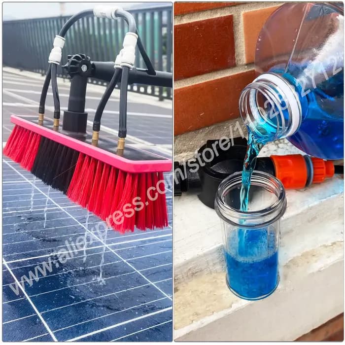 Brosse télescopique de 12/15 pieds alimentée par l'eau avec kit raclette