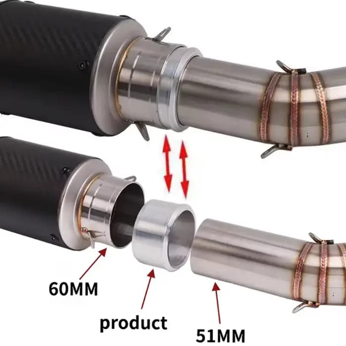 Tuyau d'échappement universel pour moto, diamètre intérieur 60MM, Conversion 51MM, convertisseur d'ouverture, adaptateur, réducteur, connecteur de silencieux