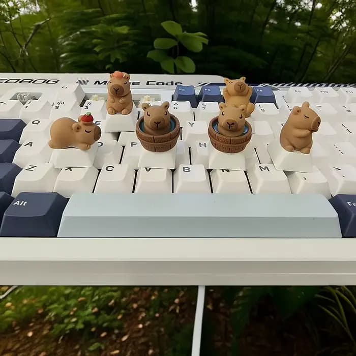 Capybara mignon Keycap dessin animé Animal poupée personnalisé Keycaps pour clavier mécanique casquettes Kawaii Artisan clé casquettes voiture décoratif cadeau