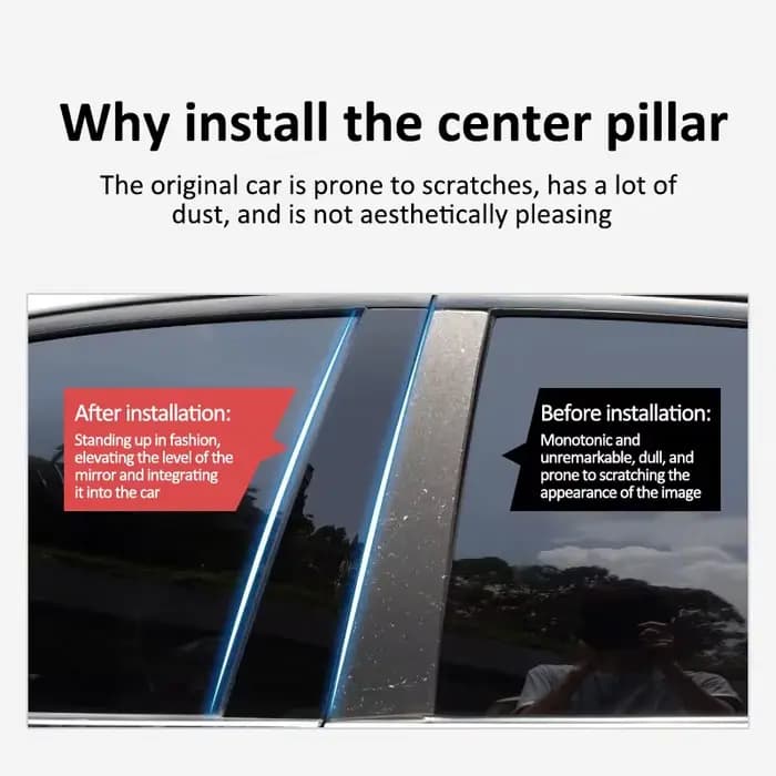 Pour Volkswagen VW Tiguan L accessoires r-line 2017 ~ 2022 LWB MK2 10 pièces revêtements de fenêtre B C pilier postes autocollants accessoires