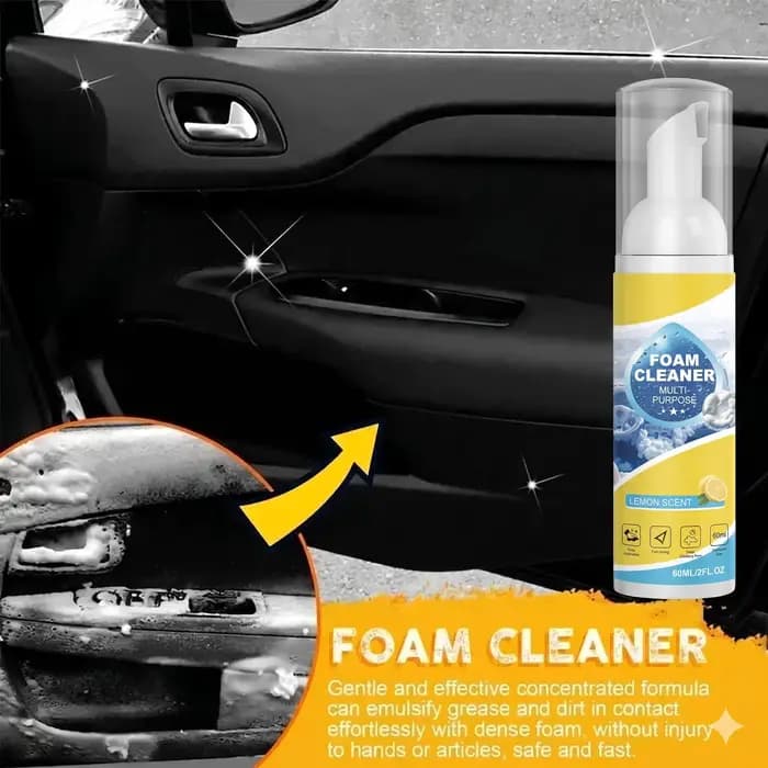 Nettoyant moussant multi-usages 2-en-1 pour sièges de voiture et éliminateur de taches sur tissus