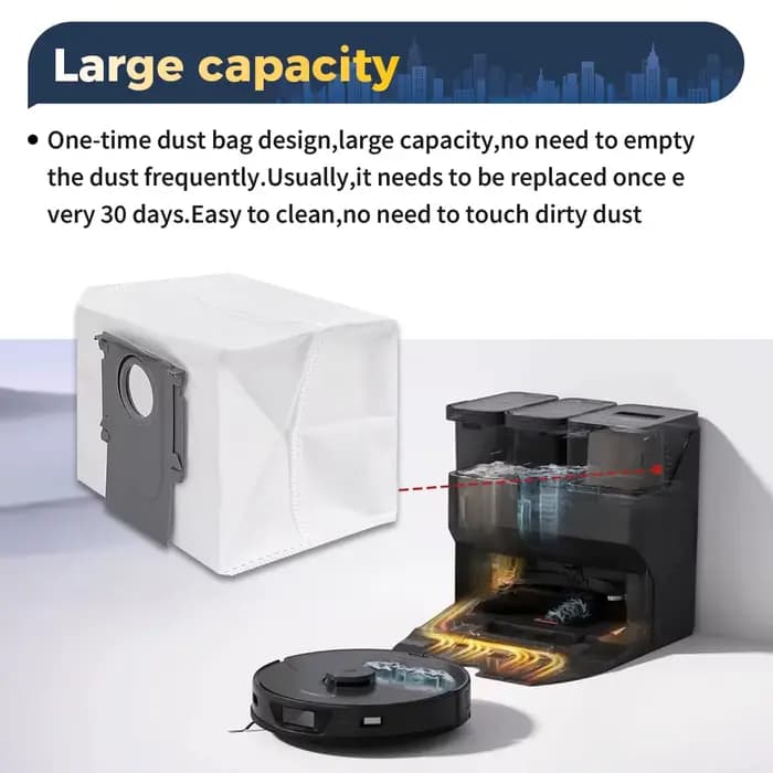 Sac à poussière pour Roborock Q5 Pro/Q5 Pro +/Q8 Max/Q8 Max +/Q7 Max/G20/S8/S8 +/G10S PRO/G20/S7/S8/S7 MaxV Ultra/S7 Pro Ultra/S8 Pro Ultra