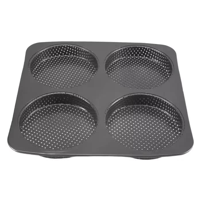 Poêle à hamburger AA91, moule à hamburger antiadhésif en acier au carbone de 5 pouces, grande plaque de cuisson de 4 tasses pour petits pains à hamburger faits maison