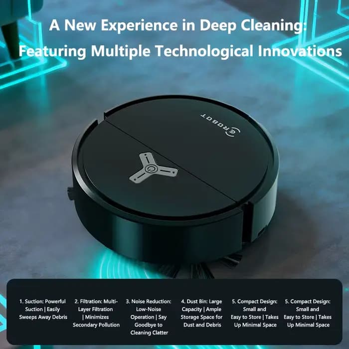 Robot aspirateur intelligent 3-en-1 Lenovo 4000Pa pour tapis et sols durs – Appareil de nettoyage domestique