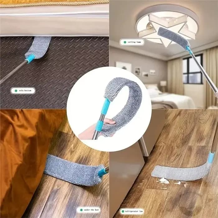 Vadrouille télescopique extensible à long manche avec tête pliable-brosse de nettoyage Flexible pour dépoussiérage