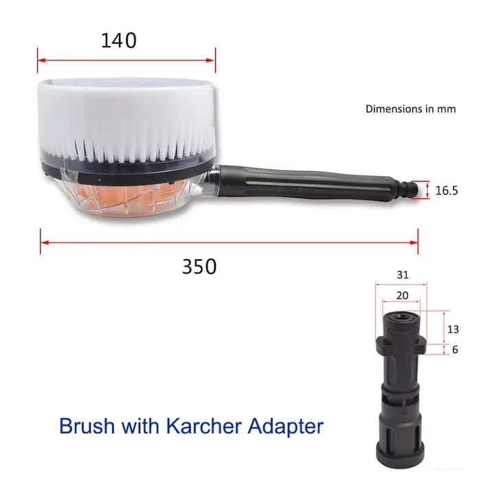 Brosse ronde rotative, nettoyage à l'eau