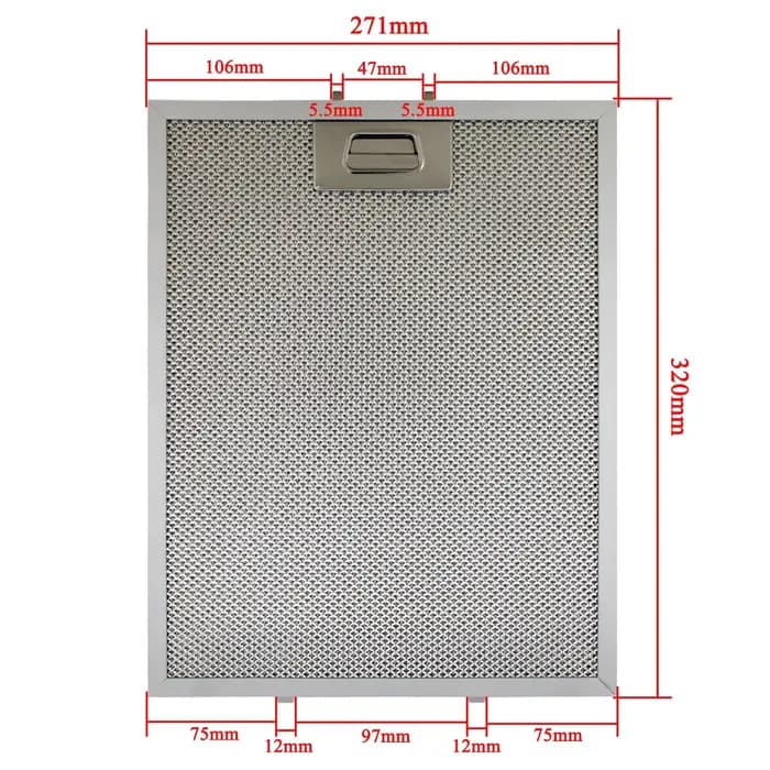Filtre à graisse pour hotte de cuisine, 271.5x320mm, maille métallique