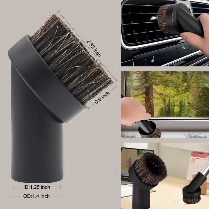 Tête de brosse ronde en crin de cheval pour aspirateur domestique
