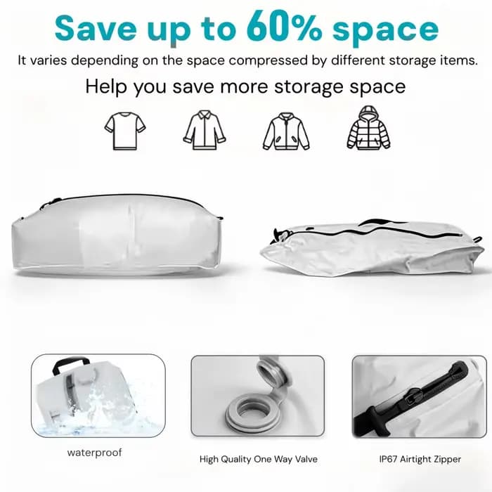 Sac de rangement sous vide de voyage avec pompe à air