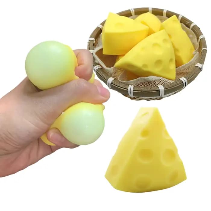 Jouet Squishy en forme de fromage, jouet à presser en forme de fromage, doux, mignon, anti-stress, à pincer, collant, à récupération lente, pour adultes