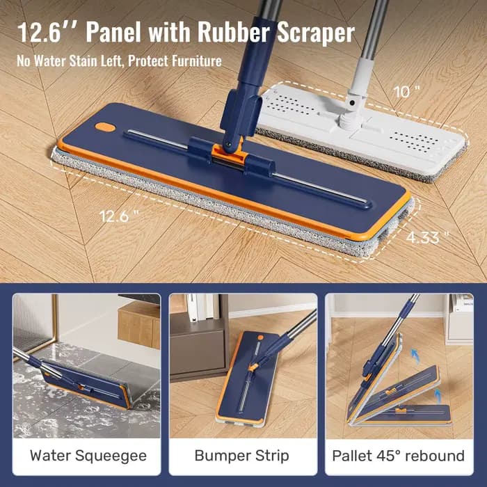  Serpillère plate en microfibre à essorage mains libres avec seau et essoreuse