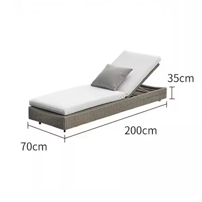 Chaise pliante réglable en rotin, Support lombaire à dossier haut, lit de plage, Chaise pliante d'extérieur, meubles de jardin