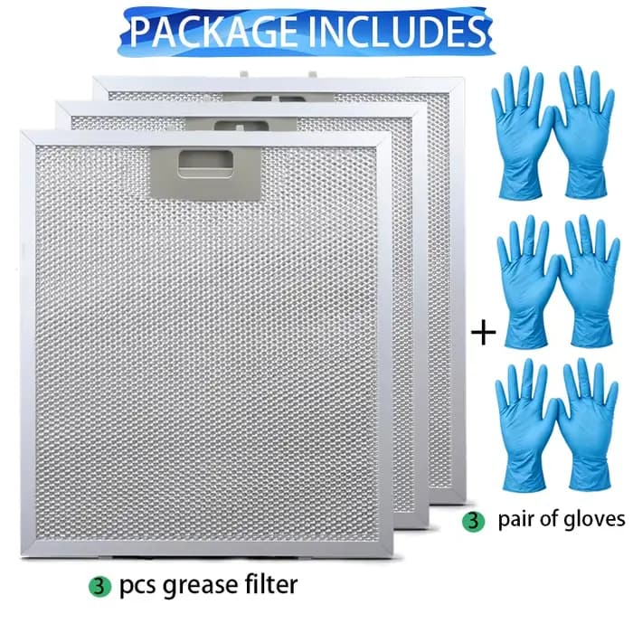 Lot de 3 filtres en maille métallique pour hotte de cuisine 320x260mm