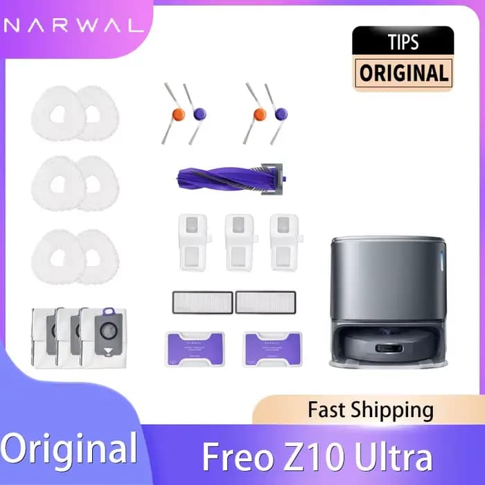 Narwal Freo Z10 Ultra/Z10 Robot aspirateur accessoires d'origine brosses latérales principales tissus de vadrouille filtres HEPA sacs à poussière