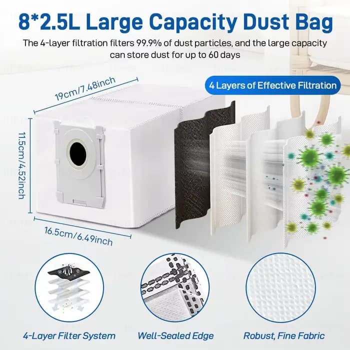 Pièces de rechange pour aspirateur robot Ecovacs X8 Omni, brosses latérales principales, chiffons de nettoyage, filtres HEPA, sacs à poussière, accessoires