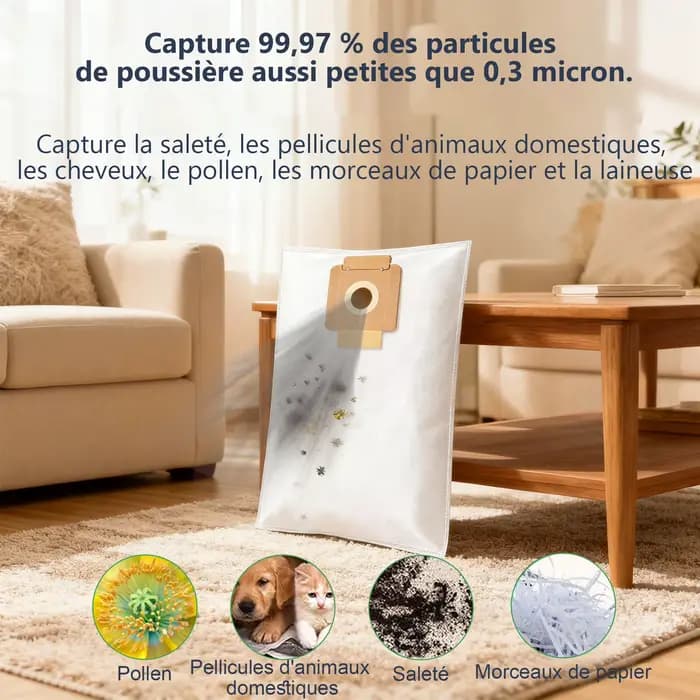 Sacs à poussière pour aspirateur Karcher série T7/1 T9/1 T10/1 T12/1
