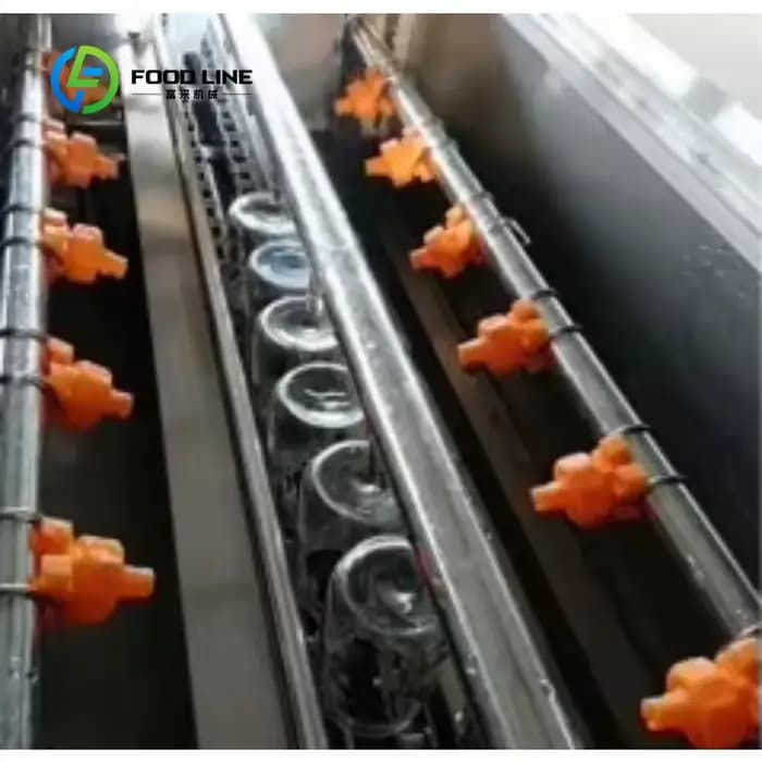 Nettoyeur de bouteilles en verre à pulvérisation automatique haute pression personnalisé avec séchage pour les lignes de production de produits laitiers et de boissons
