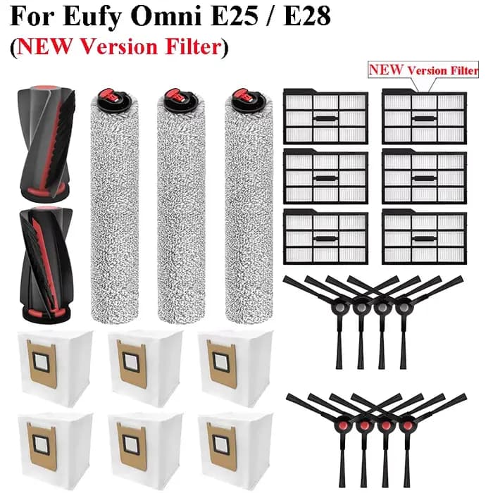 Pour (Eufy Omni E25/E28) aspirateur rouleau principal brosse latérale rouleau vadrouille tissu sac à poussière 【nouvelle Version filtre HEPA】 accessoires