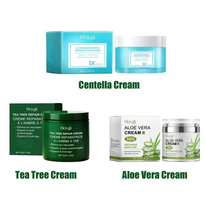 Crème réparatrice apaisante multi-action pour le visage, crème d'arbre à thé, Centella céramide, Aloe Vera, hydratante pour peaux sensibles et grasses