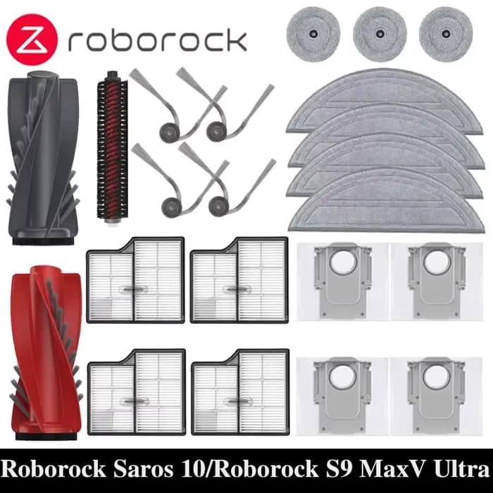 Roborock Saros 10/Roborock S9 MaxV Ultra Robot aspirateur pièces de rechange brosses latérales principales tissus de vadrouille filtres HEPA sacs à poussière accessoire