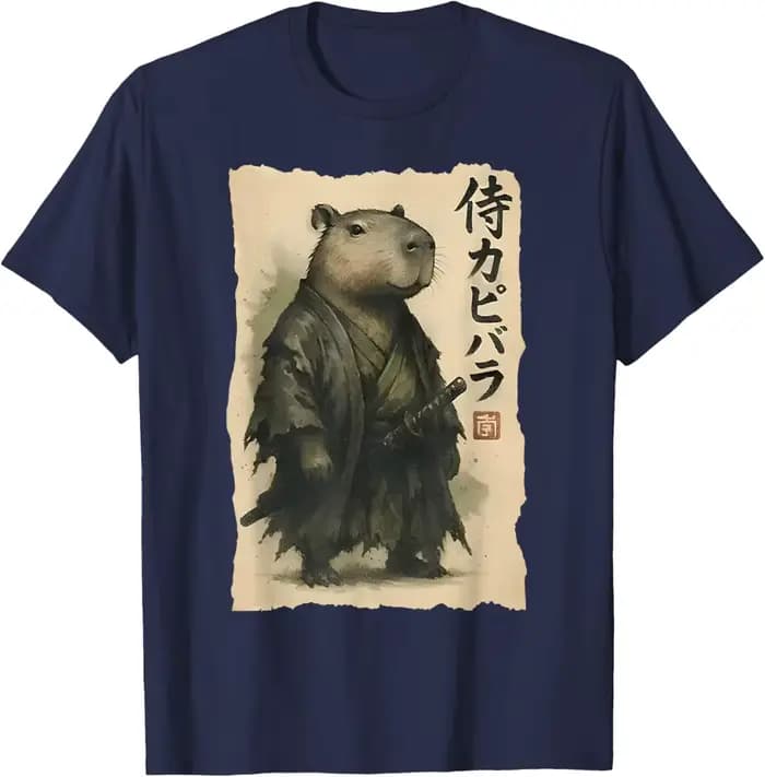 Samouraï Capybara drôle Capybara japonais Animal T-Shirt