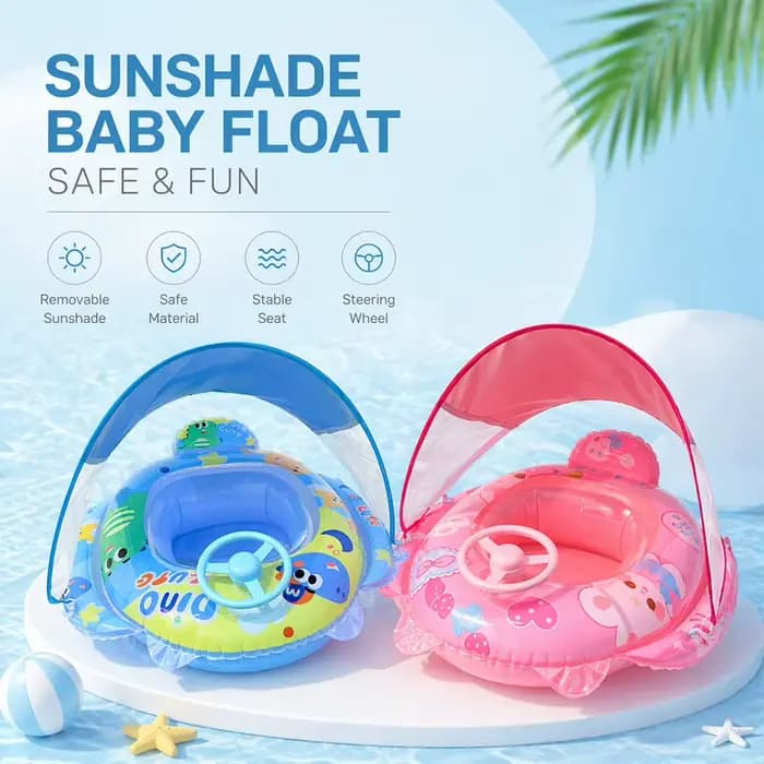 1 pièce Flotteur de piscine gonflable avec siège et auvent pare-soleil amovible, poignées ergonomiques, pour divertissement aquatique estival, plage et fêtes à la piscine