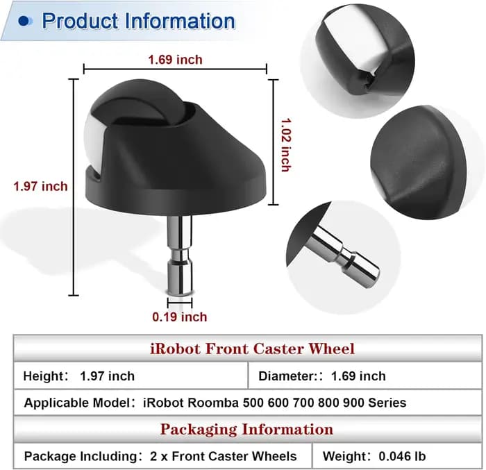 Ensemble de roulettes de roue avant pour aspirateur Robot iRobot Roomba série 500 600 700 800 900 i7 E5 E6