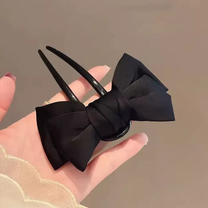 Pince à cheveux en forme de U avec nœud pour femmes, accessoire de usage quotidien pour filles, épingle à cheveux de Boutique noire élégante