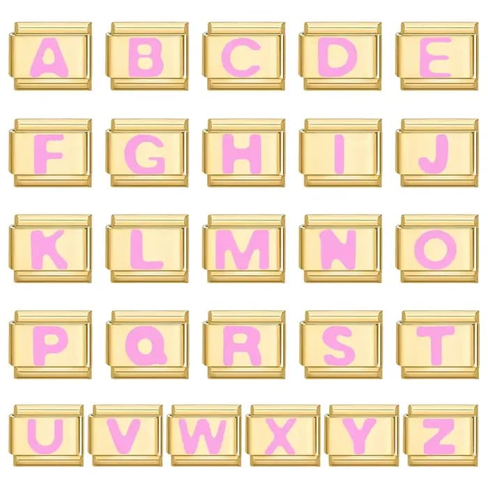 Mode rose 26 lettres anglaises A-Z nom doré italien bracelet à breloques bijoux bricolage faisant cadeau femmes hommes main Bracelet bijoux
