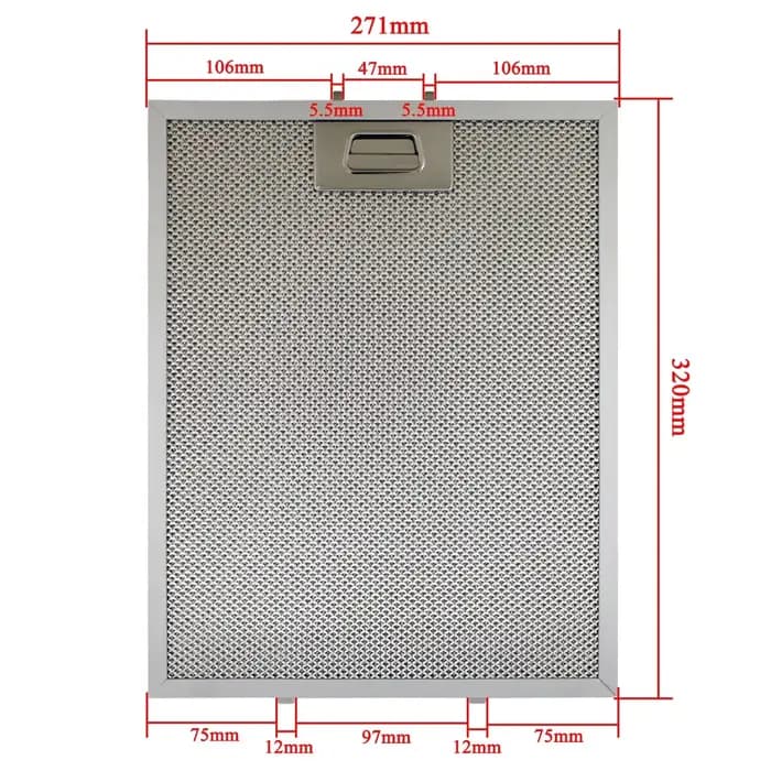Filtre à graisse en métal pour hotte de cuisine, 271.5x320mm