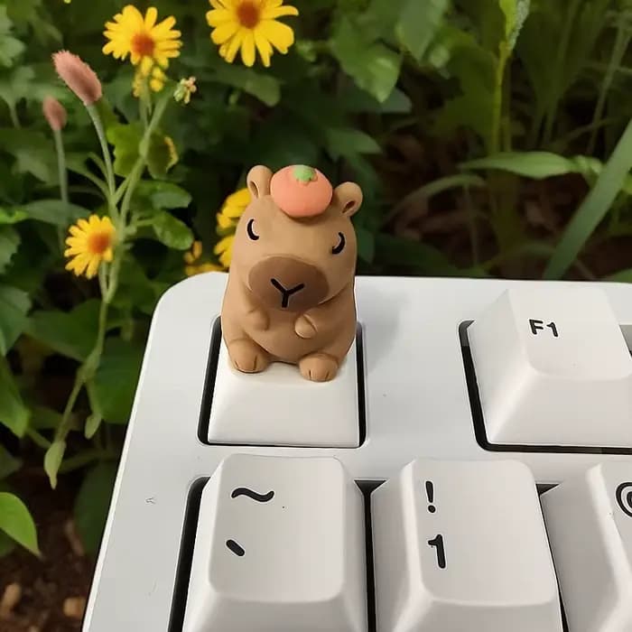 Capybara mignon Keycap dessin animé Animal poupée personnalisé Keycaps pour clavier mécanique casquettes Kawaii Artisan clé casquettes voiture décoratif cadeau