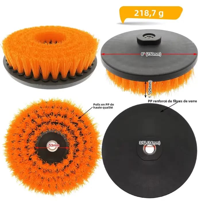 Brosse de nettoyage électrique creuse de 6 pouces