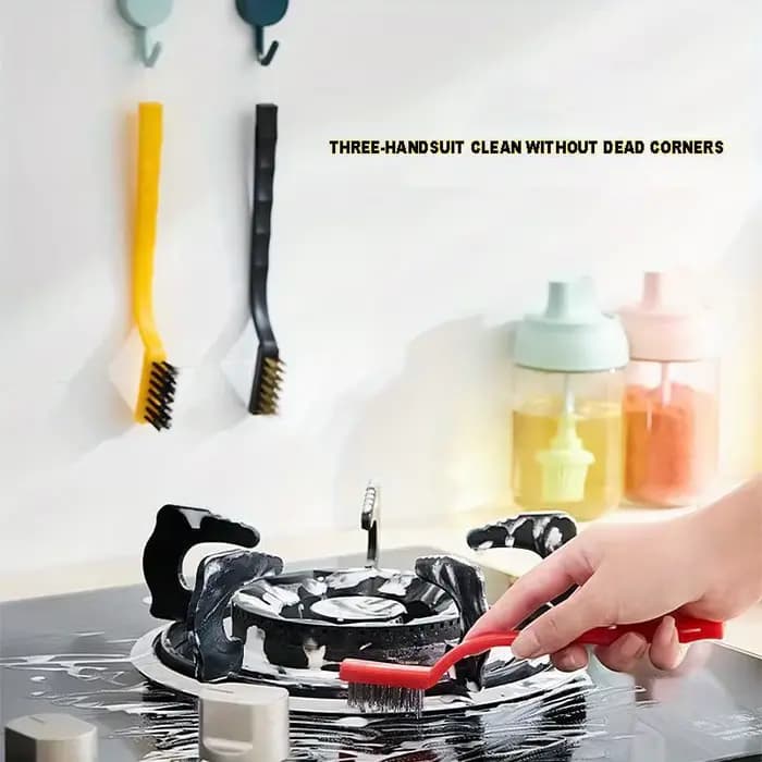 Ensemble de 5 brosses de nettoyage de cuisine avec grattoir à gaz et brosse métallique pour l'élimination de l'huile et de la saleté sur hotte et des plaques de cuisson