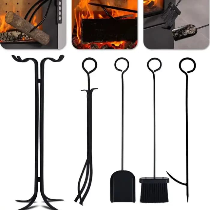 Ensemble d'outils de nettoyage de cheminée en fer lourd de haute qualité