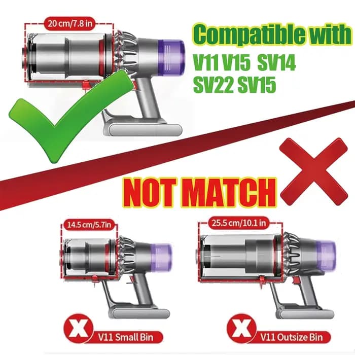 Poubelle de grande taille avec filtre HEPA pour aspirateur Dyson V11 V15 SV14 SV15 SV22