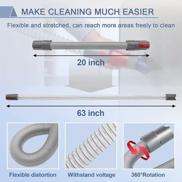 Brosse de dépoussiérage sans rayures et tuyau d'extension flexible