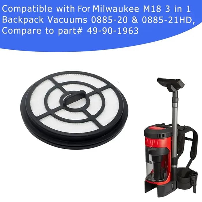 Lot de 2 filtres de rechange pour aspirateurs à dos Milwaukee M18 3 en 1