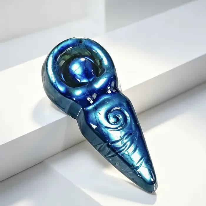1 pièce, statue de déesse du yoga en labradorite naturelle sculptée, décoration d'intérieur, décoration de poche, cadeau en cristal, statue de guérison