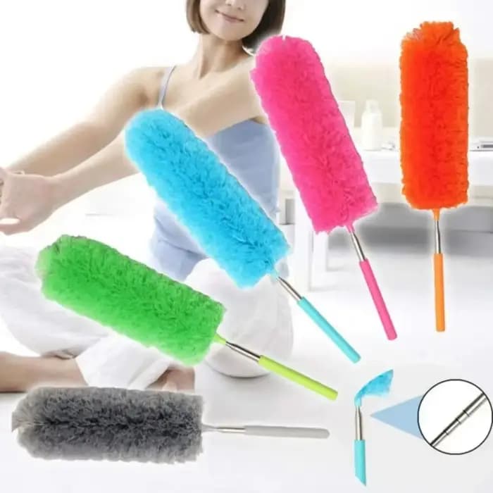 Brosse à poussière en microfibre avec manche extensible