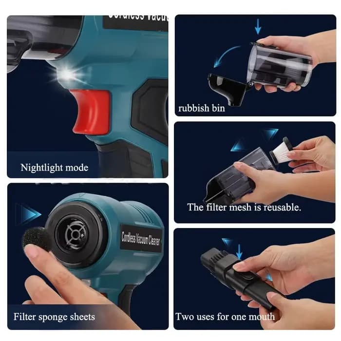 Aspirateur à moteur sans balais Portable VC05 avec réglage de la vitesse pour batterie Li-ion Makita/DeWalt/Milwaukee/Bosch/Ryobi 18/20V