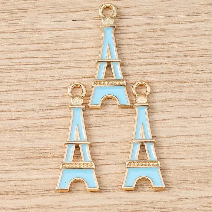 Tusember 10 pièces breloques en alliage émaillé Tour Eiffel de Paris pour pendentifs, boucles d'oreilles, bracelets et accessoires de fabrication de bijoux
