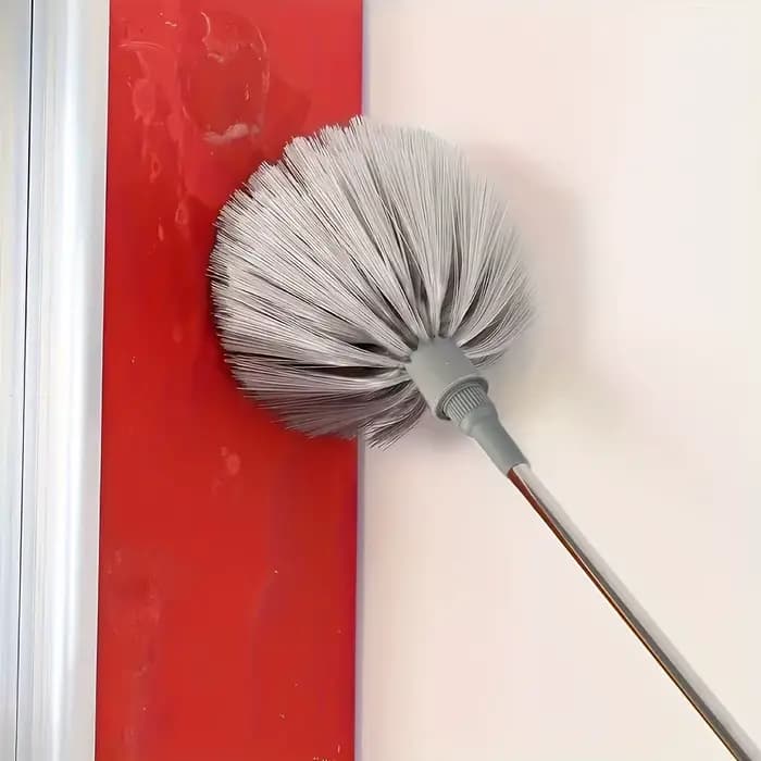 1pc Nettoyeur de plafond en toile d'araignée à longueur réglable - Balai métallique avec poignée ergonomique